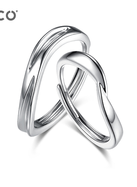 CCO长相厮守情侣戒指男女款小众设计感开口素圈对戒纪念日礼物