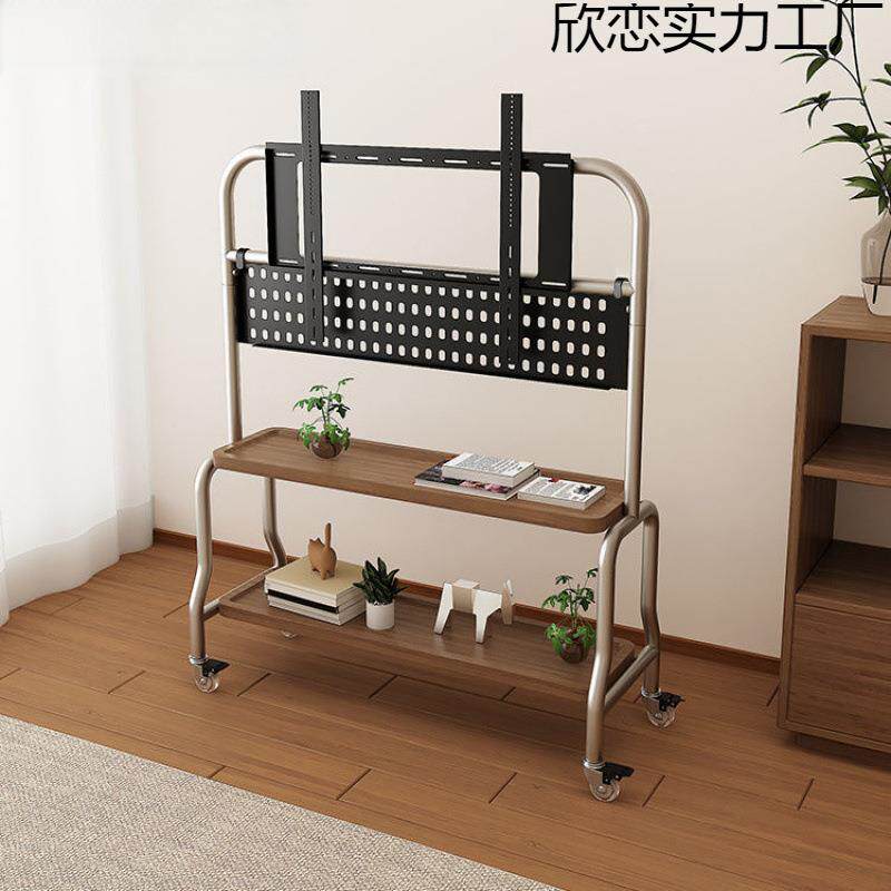 2025新款电视落地支架客厅卧室不锈钢可移动式简约挂架43-75寸家