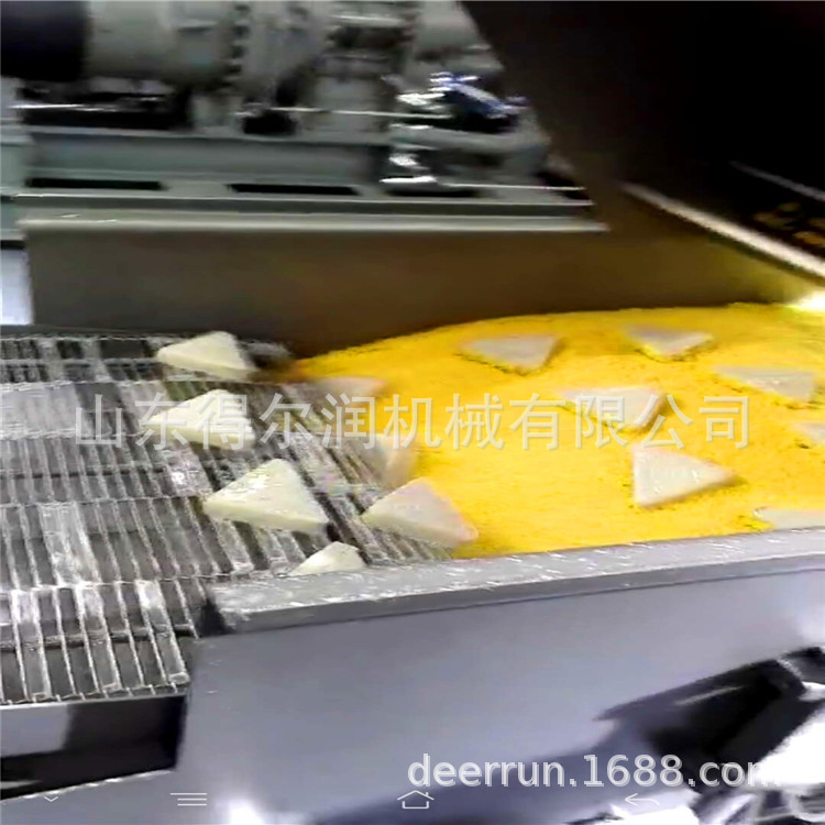 河北红薯地瓜饼上浆上糠机 速冻南瓜饼成型裹糠油炸流水 线设备