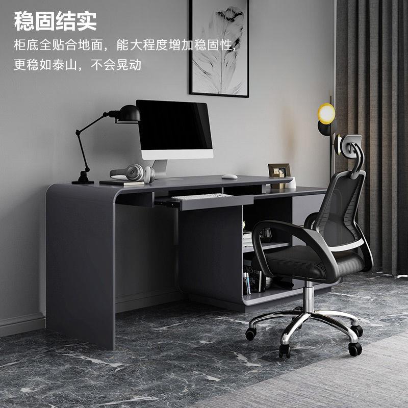 现代简约书桌烤漆卧室桌子家用转角可伸缩办公桌黑色电脑桌椅组合