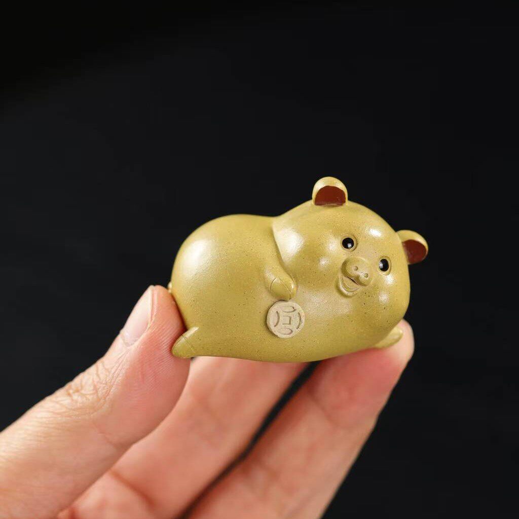 宜兴紫砂茶宠猪精品手工可养茶玩茶台茶桌摆件十二生肖猪