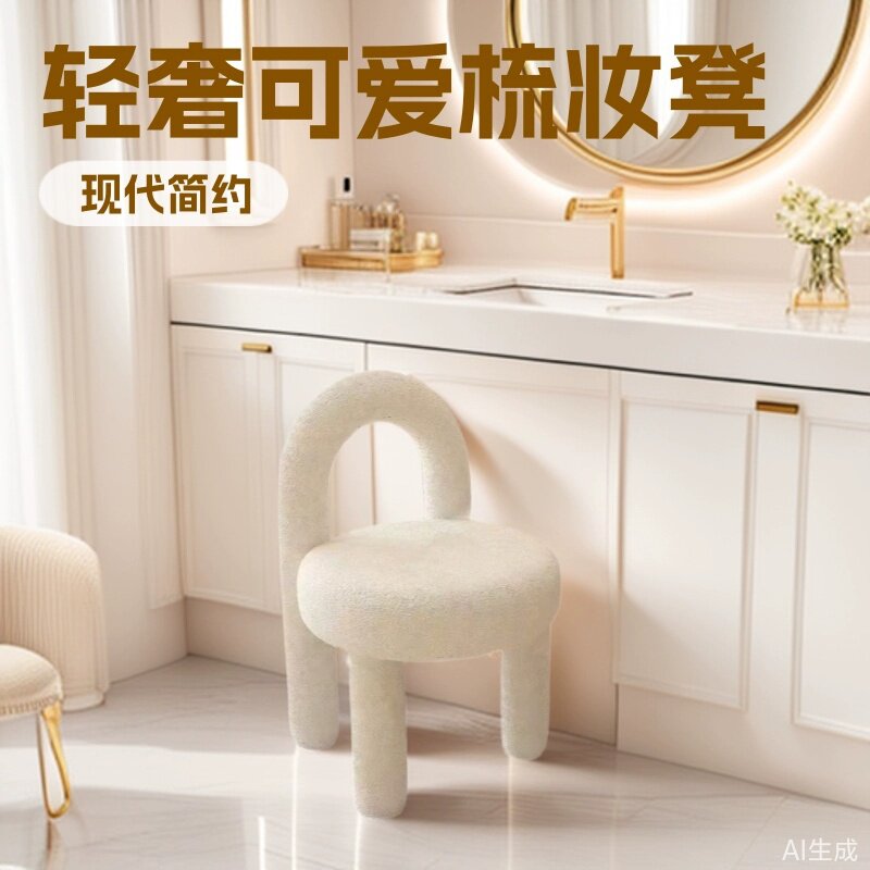 梳妆凳可爱妆凳化妆椅卧室女生梳妆台网红椅子轻奢