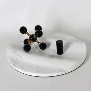 现代样板间茶几轻奢白色大理石点心托盘果盘餐桌装饰盘储物盘摆件