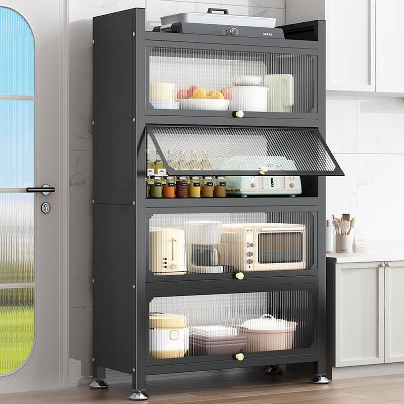厨房置物架多层收纳柜子储物柜落地微波炉多功能烤箱碗柜橱柜轻奢