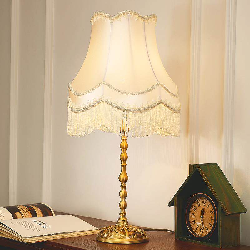 法式奢华全铜台灯卧室床头摆件欧式简约大气宫廷布艺美式温馨台灯