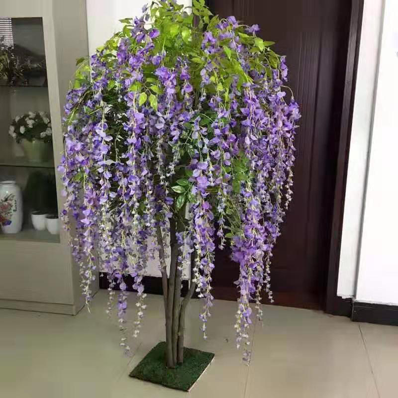 仿真紫藤花.假树紫藤树橱窗装饰假紫藤树批发