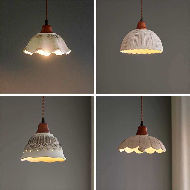 日式简约复古木柄美式陶瓷床头创意个性餐厅吧台玄关阳台吊灯