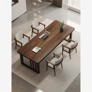 南美黑胡桃木去客厅化大长书桌现代简约家用实木学习写字桌工作台