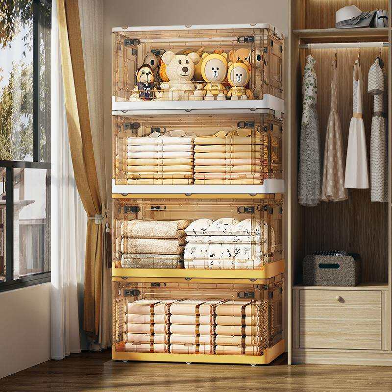 书本折叠收纳箱学生带滑轮家用书箱透明储物箱装儿童收纳盒整理箱