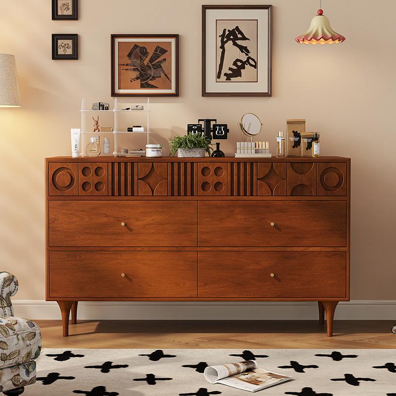 中古风斗实木复古收纳柜玄关柜简约客厅卧室复古抽屉五斗柜六斗柜