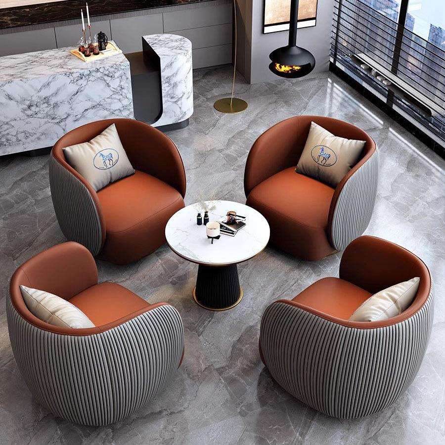 轻奢商务洽谈沙发售楼部4S店会客接待沙发办公室休息区单人沙发