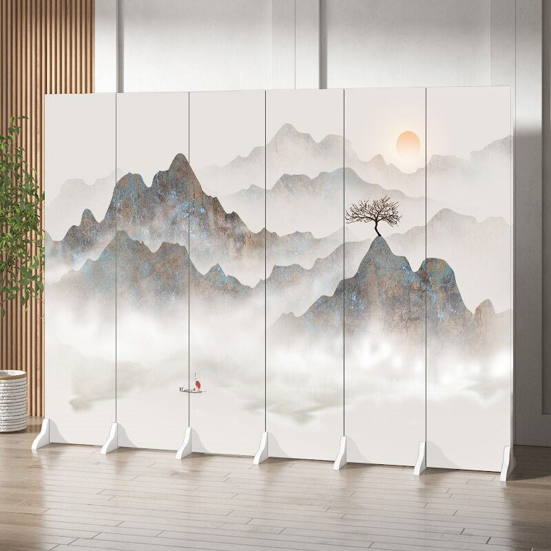 新中式布艺折叠屏风隔断