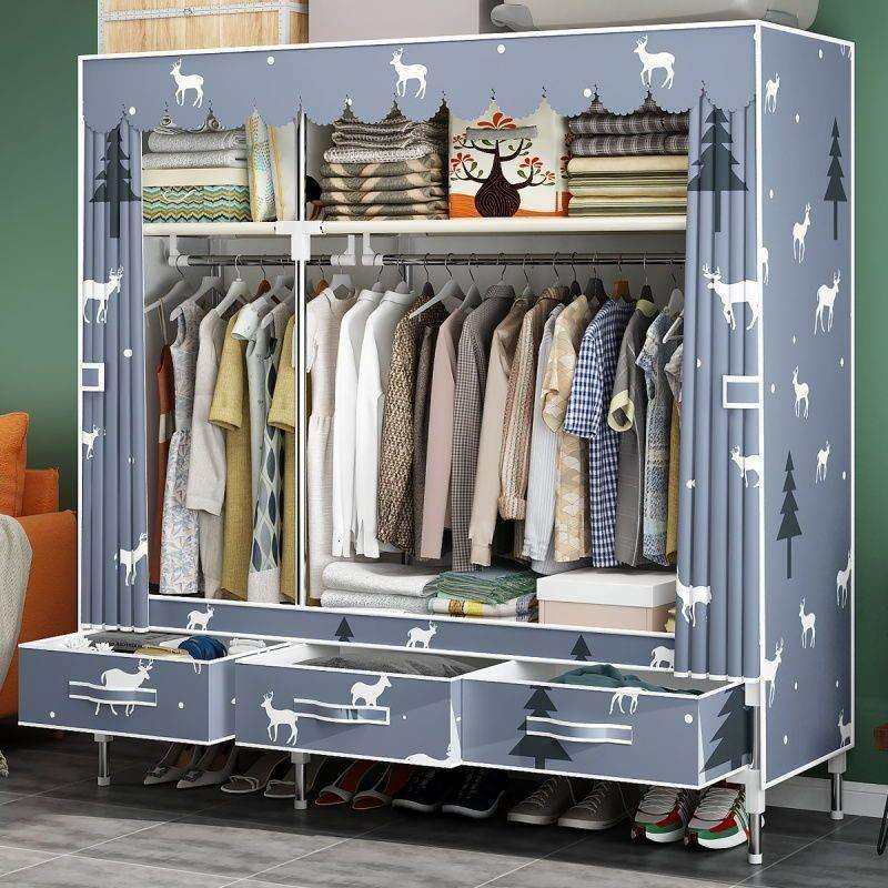 简约挂衣柜简易卧室家具多功能组合出租房带抽屉布衣柜经济型