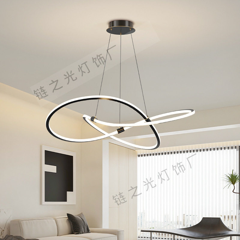 大气简约led客厅吊灯现代吸顶个性极简设计师环形餐厅灯北欧铜灯