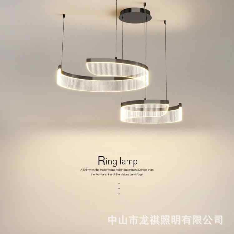 客厅吊灯年新款现代简约大气意式极简餐厅环形中山灯具