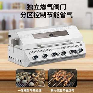 直销欧美烤炉别墅庭院烧烤台304烧烤炉户外内嵌炭气两用烤串