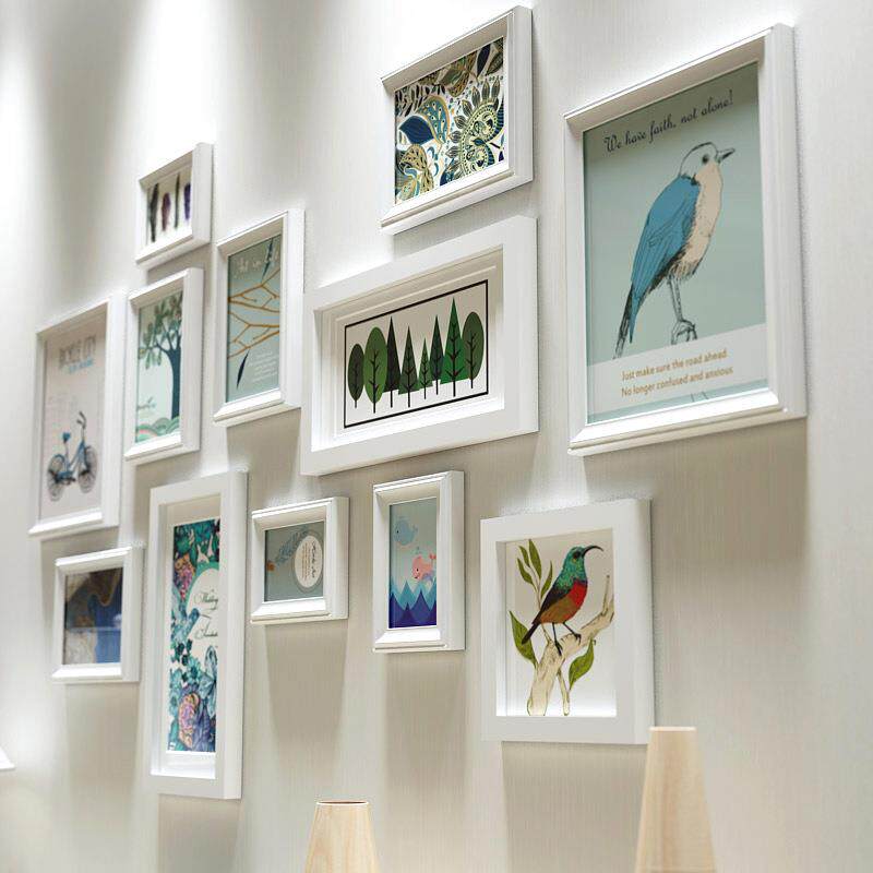 实木相框创意照片墙简约现代客厅挂墙相框组合客厅装饰画9032