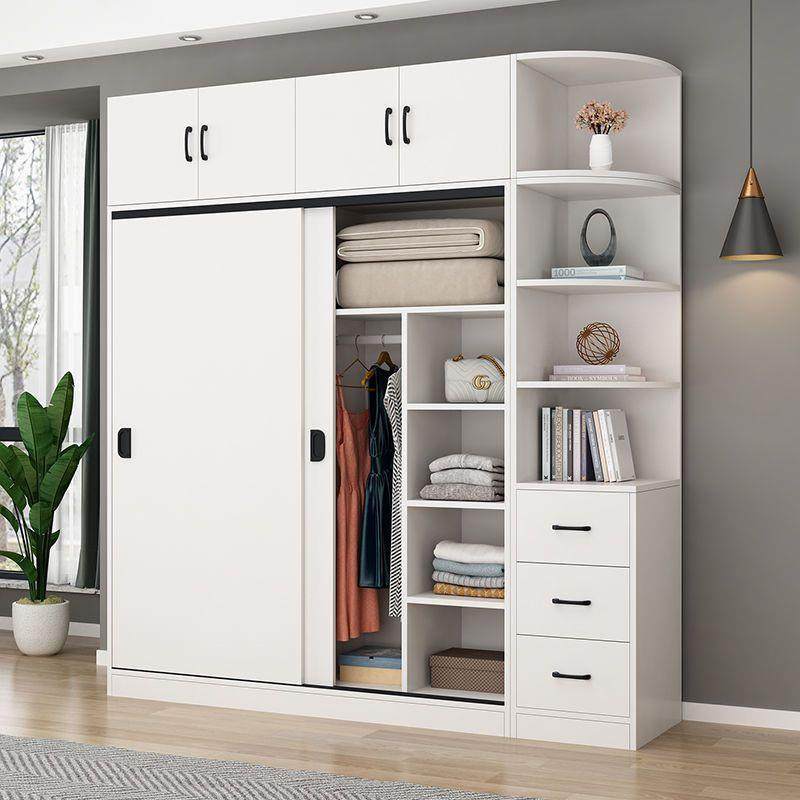 衣柜家用卧室简约大容量衣橱推拉门储物柜出租房实木质收纳柜