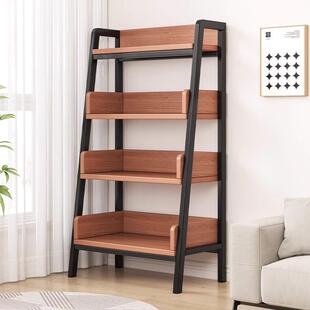 书架落地置物架书房收纳储物柜可移动铁艺架子一体靠墙桌面旁书柜