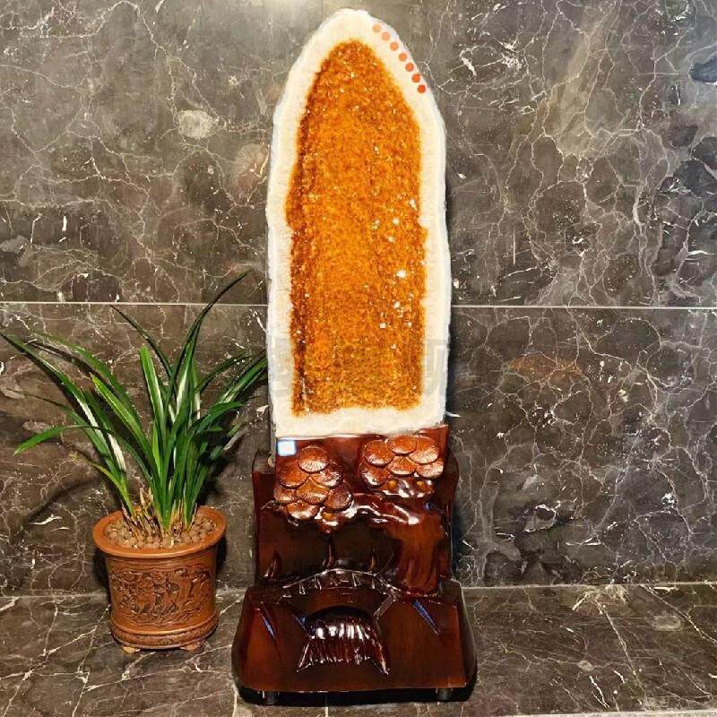 永韵天然黄晶洞好洞形晶体干净颜色金黄颗粒饱满造型美观