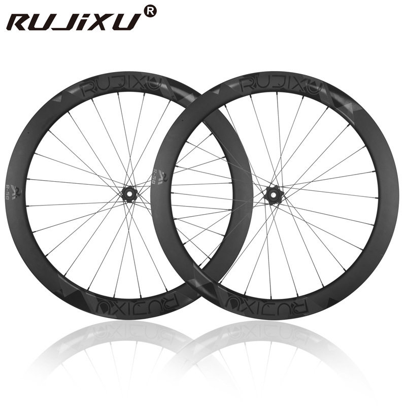 超轻50mm  36T 700C RUJIXU公路自行车碳纤维轮组中锁碟刹破风轮