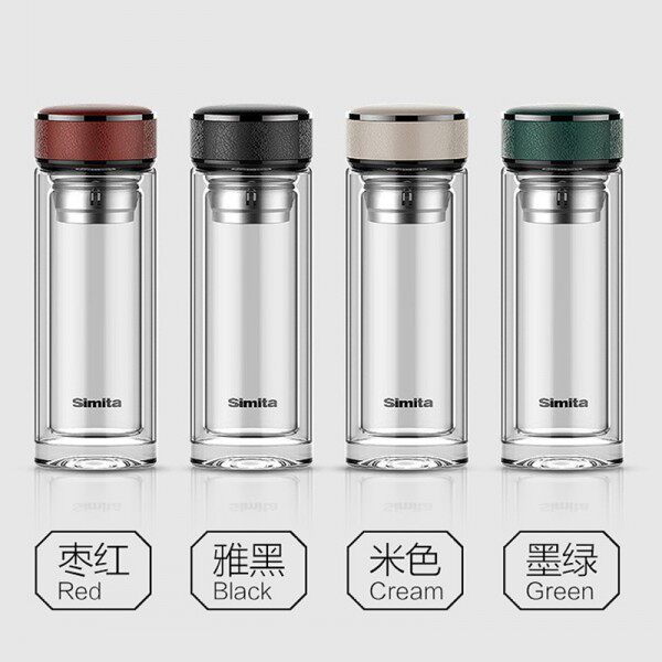 德国施密特木星双层玻璃杯男女士便携茶水分离泡茶杯锌合金外圈