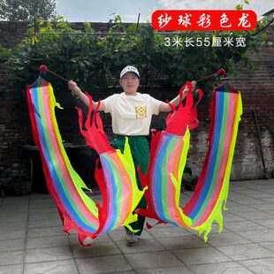 3米长55厘米宽健身舞龙带杆带绳舞龙绸纱球龙衣中老年广场健身