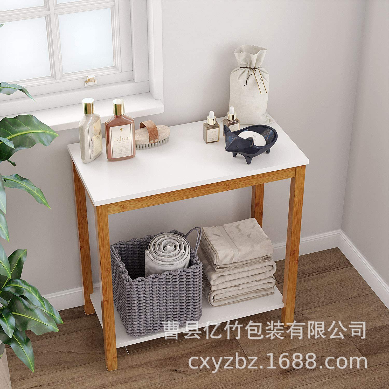 竹制休闲桌沙发茶边柜简约双层储物架卧室客厅简易小桌子床头边桌