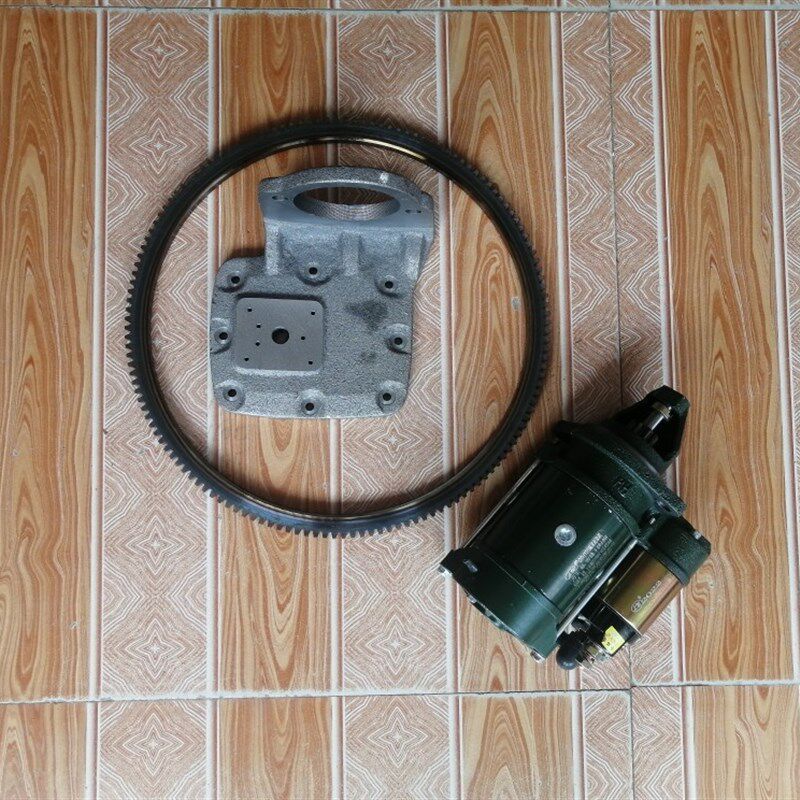 电启动改装川85 潍坊柴油机改装电启动I三件套马达支架齿圈8马力