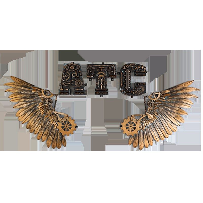 工业风墙面装饰品酒吧餐厅创意复古立体金属翅膀背景墙壁铁艺挂件,家居饰品,壁饰,淘宝优惠券,粉丝福利购,淘宝优惠卷