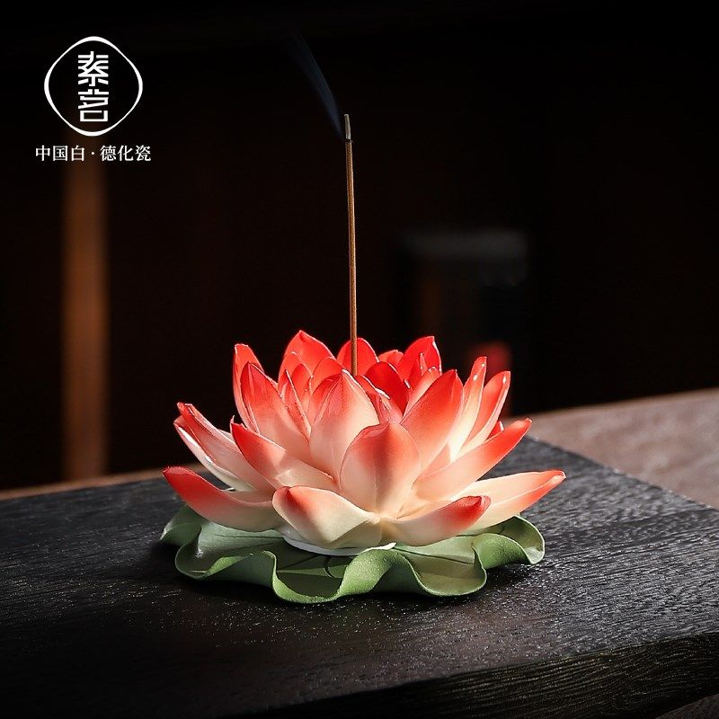 非遗手工釉下彩莲花线香插室内陶瓷禅意插香座线香檀香沉香点香器,家居饰品,香托/香盘/香座/香插,淘宝优惠券,粉丝福利购,淘宝优惠卷