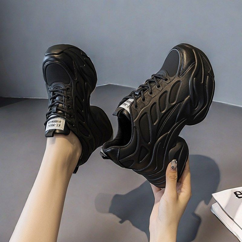 内增高老爹鞋女松糕厚底休闲运动鞋真皮小个子秋天搭配阔腿裤鞋子