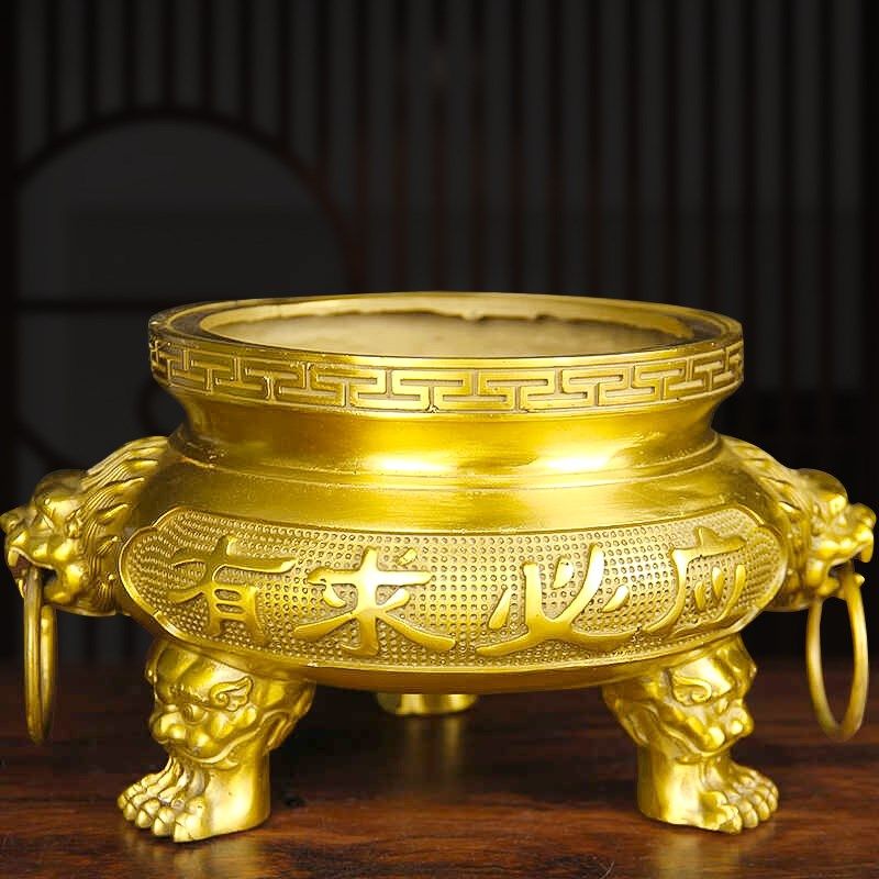 铜香炉黄铜家用室内上香供奉供佛财神爷双龙三足香炉大尺寸特大号,家居饰品,桌面摆件,淘宝优惠券,粉丝福利购,淘宝优惠卷