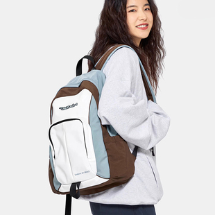 书包女大学生可放电脑小众设计感高颜值简约百搭通勤撞色双肩背包