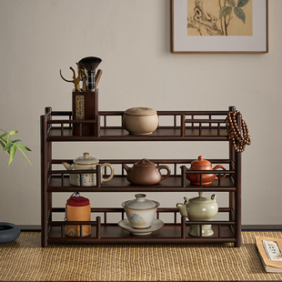 中式茶杯架子置物架办公室器具收纳紫砂壶展示文玩摆件小博古架