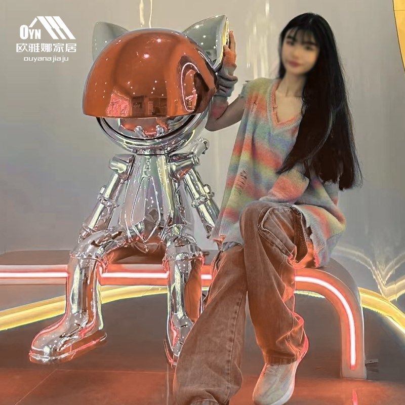 客厅装饰大摆件卡通机械猫现代轻奢落地雕塑电视柜玄关家居装饰品,家居饰品,装饰摆件,淘宝优惠券,粉丝福利购,淘宝优惠卷