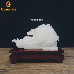 阿富汗白玉白菜摆件纯手工客厅办公室玄关装饰开业乔迁礼工艺品