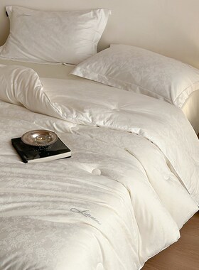 高端全棉55李官齐大豆纤维被芯简约提花单双人保暖春秋Z被加厚冬