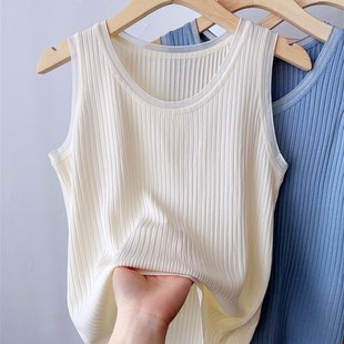 打底衫 无袖 w百搭冰丝针织吊带背心内搭西装 新款 T恤女2023夏季