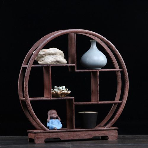 小博古架实木多宝架底座展示紫z砂壶茶壶架子中式多宝阁鸡翅木摆