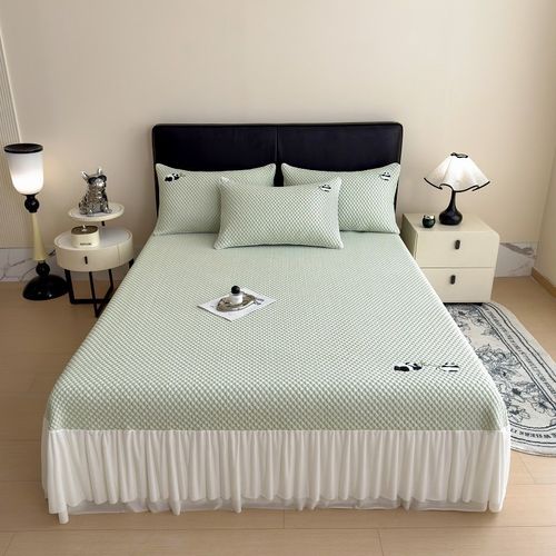 高端A类床裙e豆豆冰丝凉席三件套公主风凉感空调软席子夏季可机洗