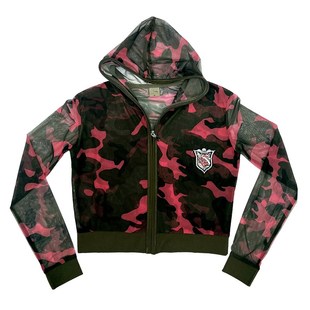 涩谷街头迷彩宽松双层网纱D透气长袖 拉链连帽防晒服