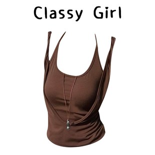显瘦无袖 美式 独特别致修身 E新款 上 纯欲咖色假两件吊带背心女夏季