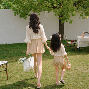 显瘦儿童可爱女童母女游泳 防晒分体两件z套裙式 夏季 亲子泳衣长袖