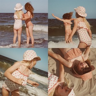 新款 宝宝复古花边抗氯防晒X度假温泉泳 儿童泳衣女童连体分体泳装