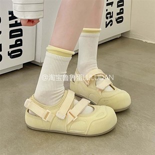 小白鞋 鲁鲁蛋厚底运动包头凉鞋 夏季 2025新款 配裙子Z魔术贴单 女款