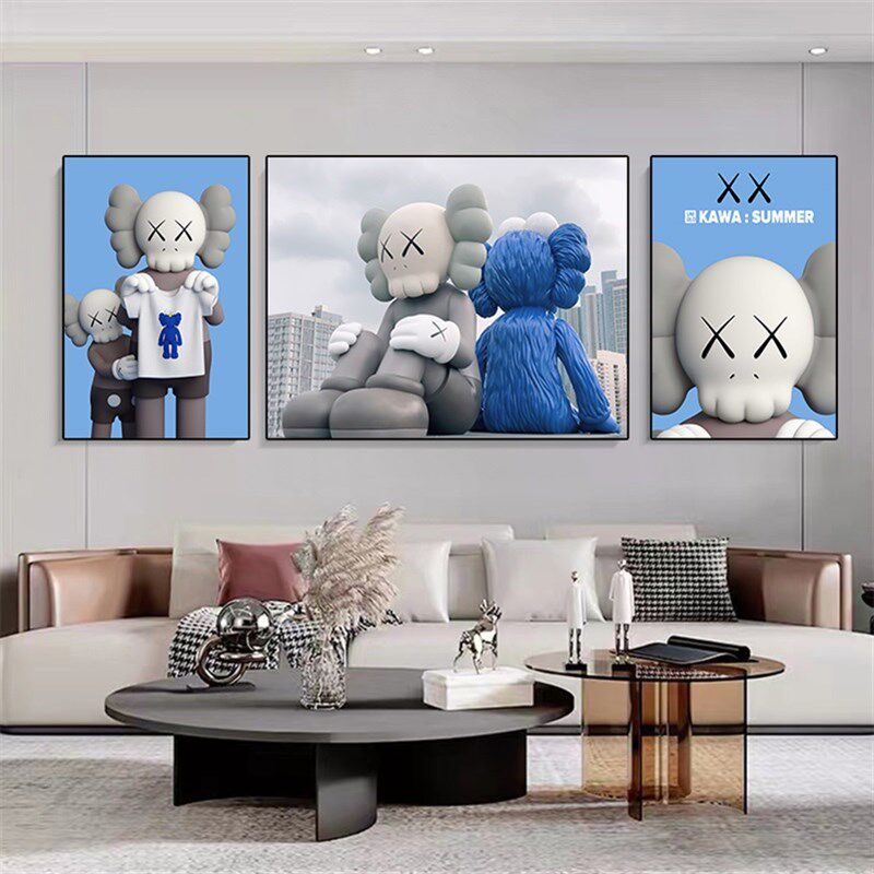 公仔熊饰画理发店墙壁画院沙发背景挂画美发前台形象图
