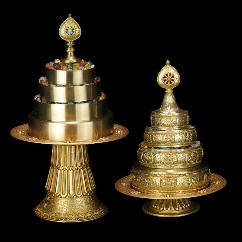 藏密坊 慧宝多用盘黄铜曼扎盘糕点 脚供盘八吉祥佛堂桌面