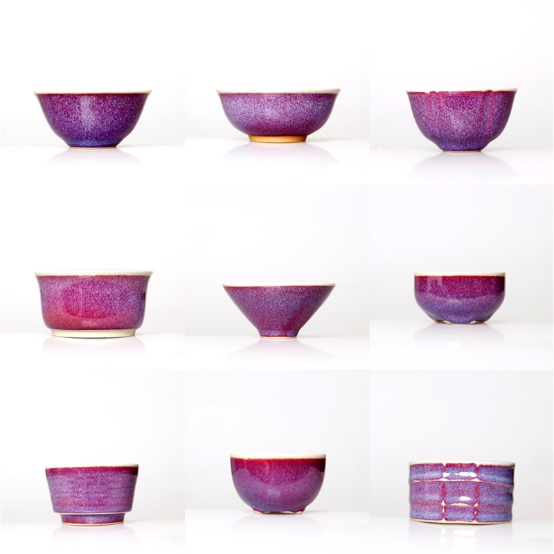 高档钧窑斗笠杯功夫茶杯陶瓷茶具品茗杯钧瓷茶杯结婚茶具装陪嫁