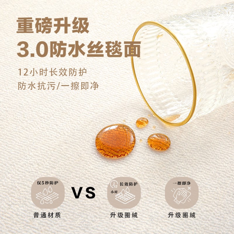 中古奶油风客厅地毯防水免洗擦沙发茶几毯法式级感卧室地垫